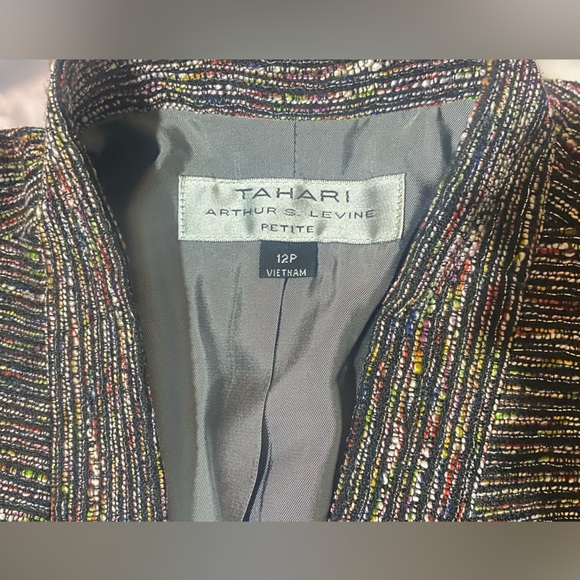 TAHARI ARTHUR S. LEVINE PETITE Blazer Metallic Tweed Mix Colors Women size 12 P - Picture 13 of 14
